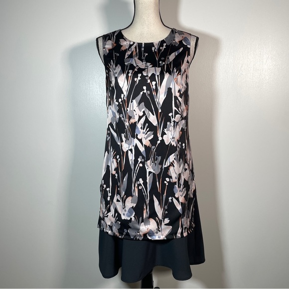 The Limited Pink Floral Crew Neck Underlay Tank Shift Sleeveless Dress 2 - Picture 2 of 10